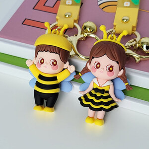 귀여운 꿀벌 소년 소녀 에어팟 열쇠고리 캐릭터 커플 키링